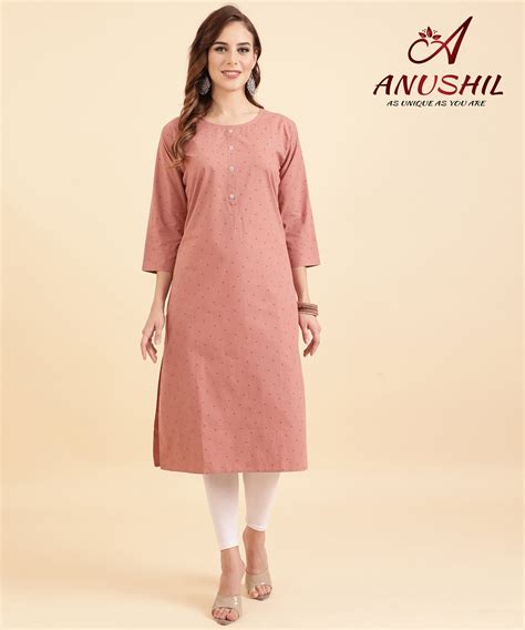 Cotton Printed Kurta, Rust A-509 – Anushil