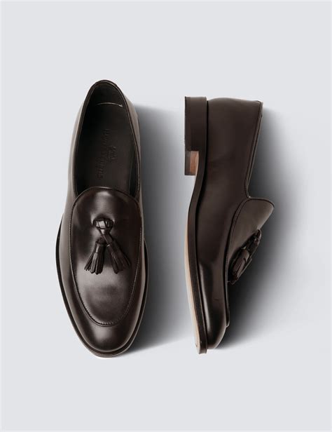 Brown Leather Tassel Loafer | Hawes & Curtis