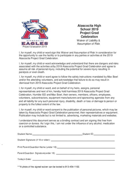 Fillable Online Atascocita High School Seniors Project Grad Celebration ...