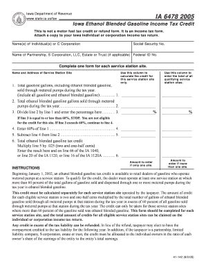 Iowa Ethanol Blended Gasoline Income Tax Credit - Blank Fillable ...