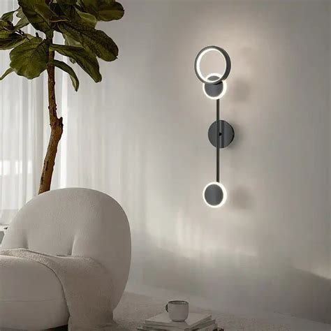 Hdc Pendulum Black Ring LED Long Tube Wall Light - Tricolor