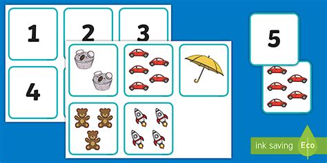 👉 1 to 5 Number and Quantity Matching Cards