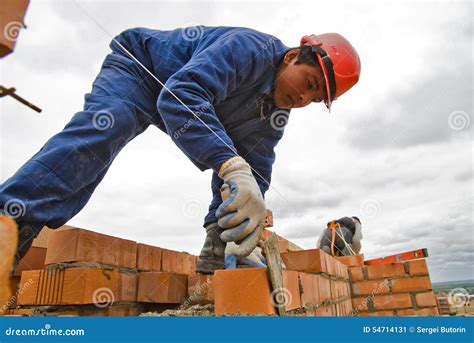 Bricklayer On House Construction Editorial Photo - Image of ...
