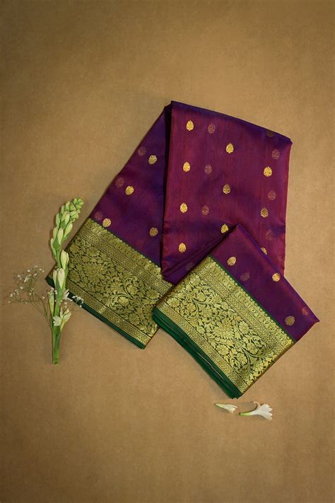 Chanderi Woven Meena And Jari Motifs With Green Contrast