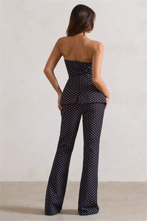 Kehlani Black Polka Dot High Waist Wide Leg Trousers – Club L London - USA