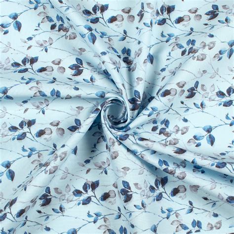 Pastel Blue Leaf Printed Exclusive Shirting Fabric – Fabcurate