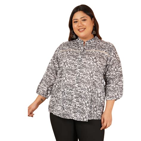 Black and White Plus Size Lace Shirt