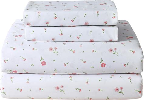 Amazon.com: Softan Pink Floral Queen Sheet Set Flower Bed Sheets Queen ...