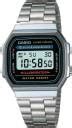 CASIO Vintage A168WA-1WDF Black Dial Silver Stainless Steel Band ...