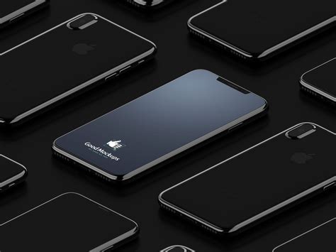 Free Black Isometric Apple iPhone X Mockup PSD - Good Mockups