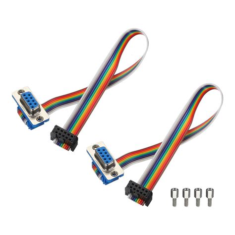 MECCANIXITY 2 Pcs IDC Rainbow Wire Flat Ribbon Cable FC-Female to DB9 ...
