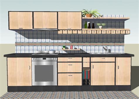 Modern kitchen 3d design with furniture cad drawing details skp file