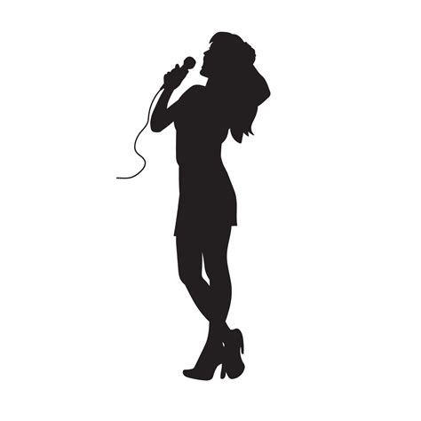 ilustración de cantante femenina. mujer canta sosteniendo la silueta ...