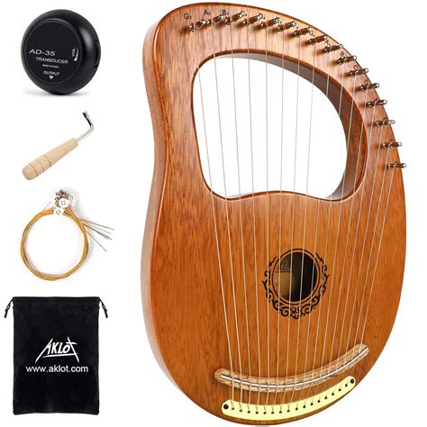 Lyre Harp, AKLOT 16 Metal Strings Maple Saddle Mahogany Body Lyra Harp ...