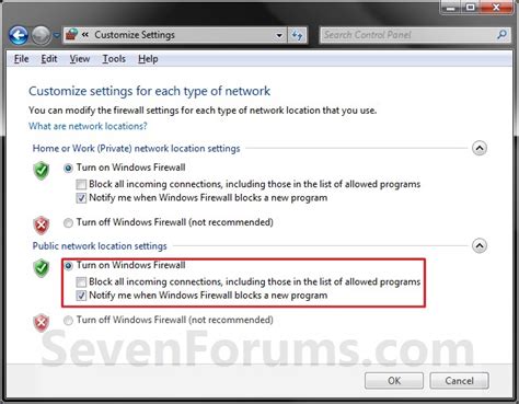 Windows Firewall - Change Notification Settings | Tutorials