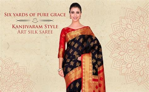 Mimosa Women's Kanjivaram Silk Saree With Blouse Piece (4309-312-Rd-Blk ...