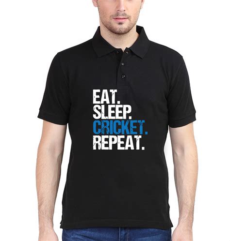 CRICKET Eat Sleep Cricket Repeat Polo T-Shirt for Men | Men Collar T ...