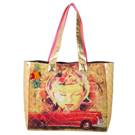 Buy The House of tara Multicolor Tassel Embellished Printed PU Tote ...