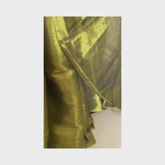 Amara- Green raga cotton tissue saree with golden zari shift | Shobhangini