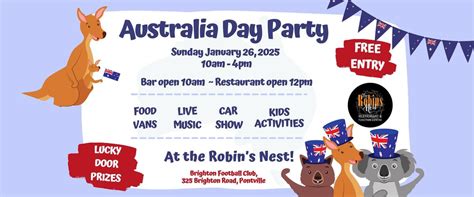 Australia Day Party -The Brighton Robins Nest, 325 Brighton Road ...