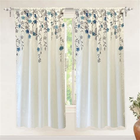 Buy DriftAway Embroidered Curtains for Living Room Weeping Flowers Faux ...
