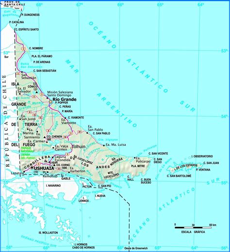 mapa tierra del fuego red carretera | Mapa de argentina, Ciudades de ...