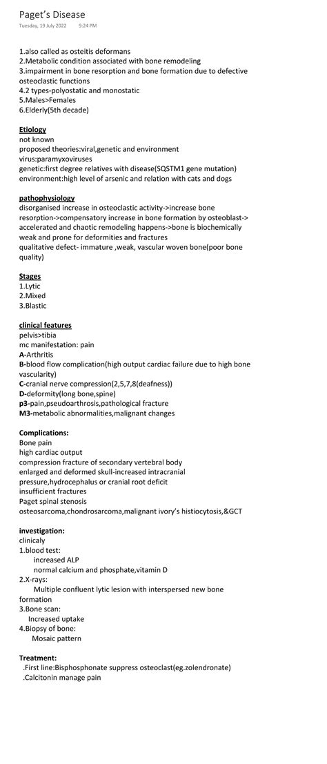 Paget’s Disease - Summary Orthopedics - 1 called as osteitis deformans ...