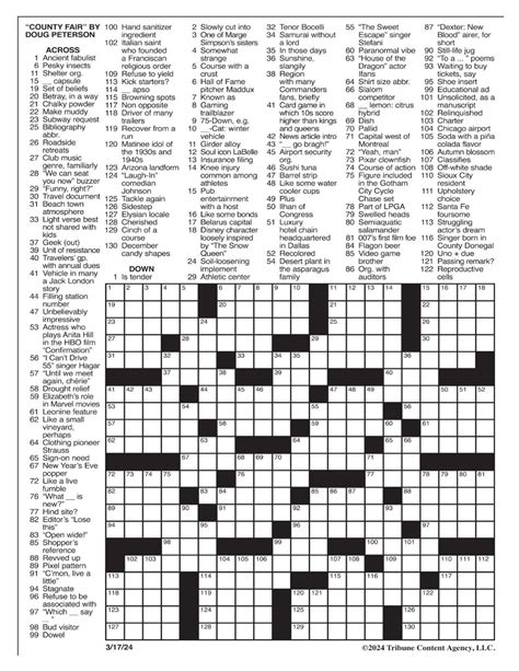 Today's La Times Crossword Printable - Daily Printable Crosswords