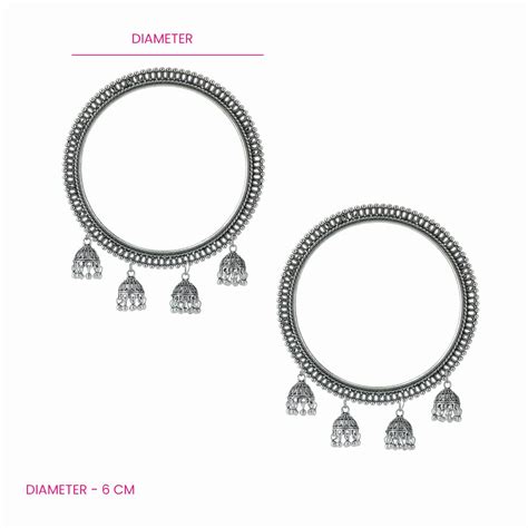 Oxidised Jhumka Bangles for Women – Antique Silver Charm Jewelry Set ...