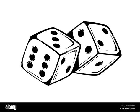 Black and white illustration of two dice in a bold street art style ...