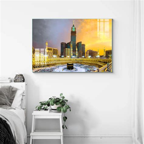 Frameless Beautiful Wall Painting for Home : Makka Madina Masjid Scene ...