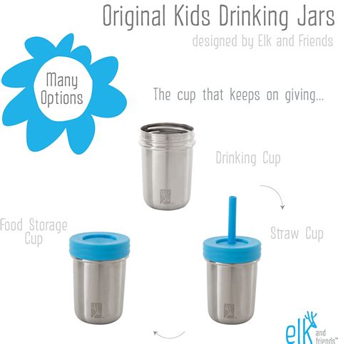 Buy Elk and Friends Stainless Steel Cups | Mason Jar 10oz | Kids ...