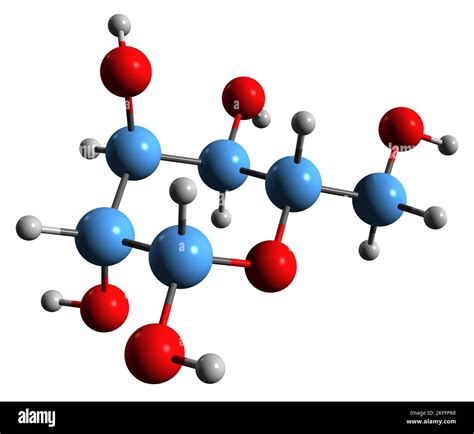 3D image of Galactose skeletal formula - molecular chemical structure of monosaccharide sugar ...