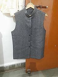 Buy WINTAGE Men's Wool Blend Grandad Nehru Jacket Vest Waistcoat: Blue ...