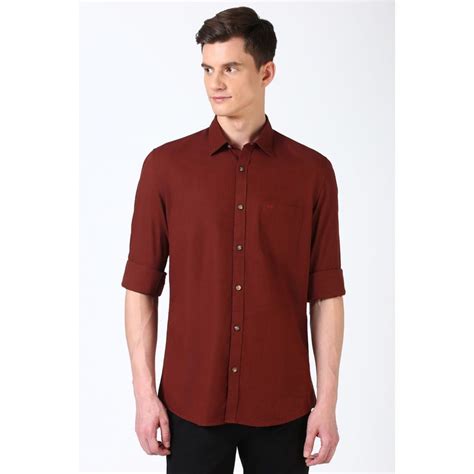 Buy Peter England Men Maroon Slim Fit Solid Shirt Online