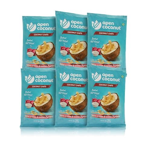 Open Coconut - Baked Coconut Chips with MCT Oil 30 gm Pack of 6| Sour ...