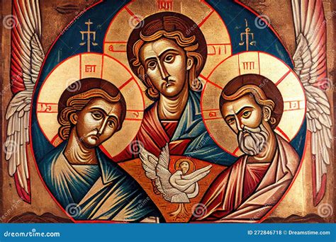 Traditional Icon of the Trinity, with Depictions of the Father, Son and ...