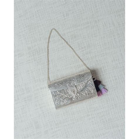 Buy Riti Floral Paatr Purse Silver Online