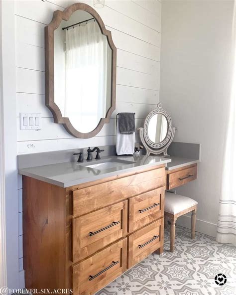 White Shiplap Wall and a Decorative Tile Floor - Soul & Lane