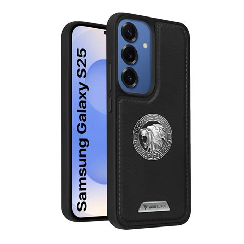 Vaku ® Samsung Galaxy S25 Regal Shield Metal Lion Engraved Leather ...