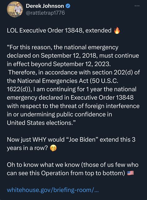 Shared post - EXECUTIVE ORDER 13848 EXTENDED