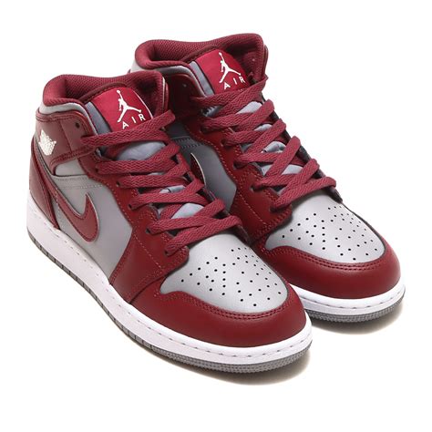 JORDAN BRAND AIR JORDAN 1MID (GS) CHERRYWOOD RED/WHITE-CEMENT GREY 22HO ...