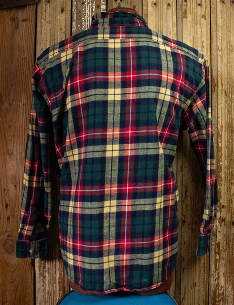 Vintage LL Bean Flannel Shirt Green/Red/Yellow XXL – Black Shag Vintage