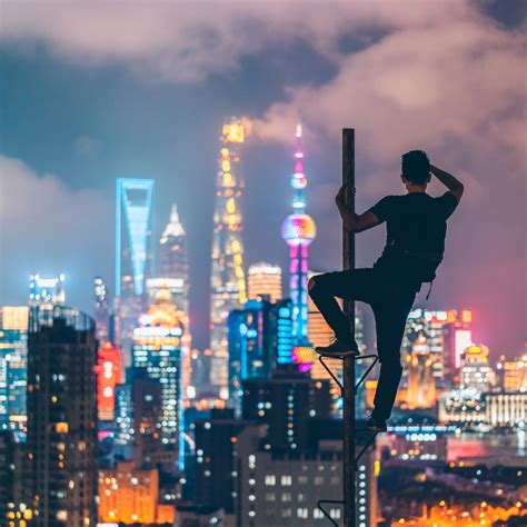 Download wallpaper 3415x3415 man, night city, view, overview, building ...