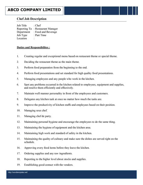 Duties And Responsibilities Of Food Preparation at Alexander Craig blog