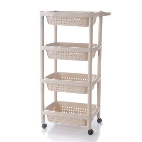 House of Quirk Plastic 4 Tier Storage Wheel Trolley, Beige : Amazon.in ...