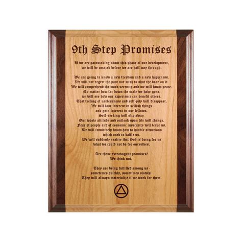 The 9th Step Promises of AA Deluxe Plaque - Custom Laser Engraved Wall ...
