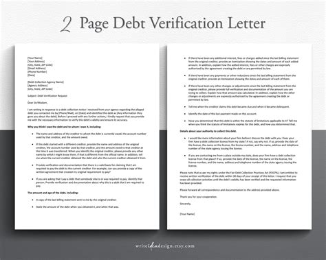 Debt Verification Letter Template. Google Docs/microsoft Word. - Etsy UK