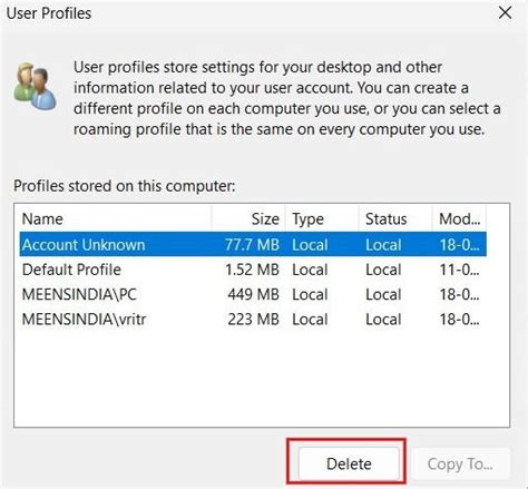 Image result for Delete User Profile