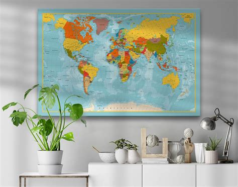 Large Framed World Map 的图像结果
